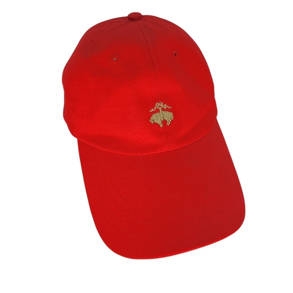 Brooks Brothers Mens Red Cotton Golden Fleece Logo Adjustable Baseball Hat Cap